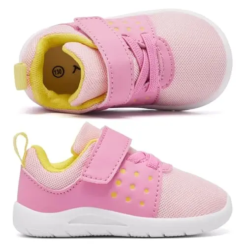 MORENDL Toddler Baby Shoes 0-4 Years Boy Girl Lightweight Breathable Non-Slip Sports Sneakers Running Walking Tennis Barefoot Shoes - 4