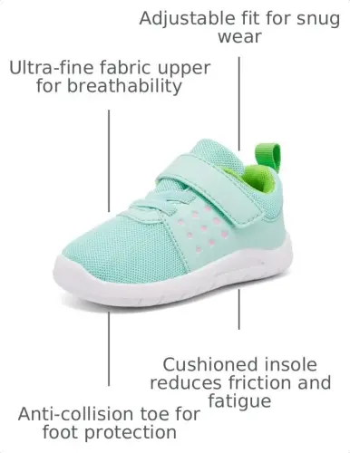 MORENDL Toddler Baby Shoes 0-4 Years Boy Girl Lightweight Breathable Non-Slip Sports Sneakers Running Walking Tennis Barefoot Shoes - 3