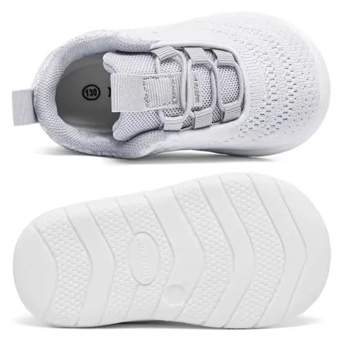 MORENDL Toddler Slip On Krossovkalar Chaqaloq Yurish Poyafzallari Sirpanmaydigan Nafas Oluvchan Unisex Pushti To'rli Atletik Krossovkalar Go'dak Yugurish Poyafzallari - 4