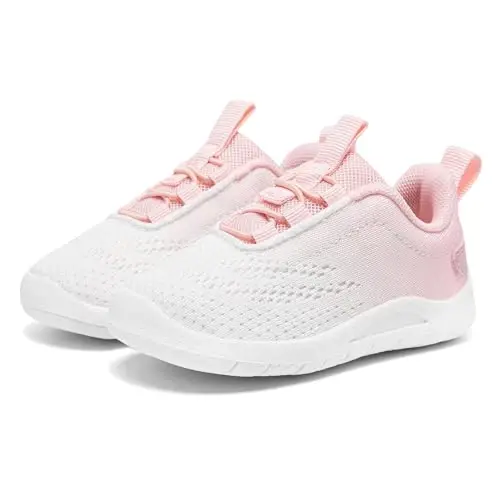 MORENDL Toddler Slip On Krossovkalari Chaqaloq Yurg'uvchi Poyafzallari Sirpanmaydigan Nafas oladigan Unisex Pushti To'rli Atletik Krossovkalar Go'dak Yugurish Poyafzallari 