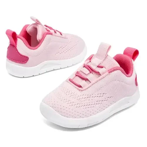 MORENDL Toddler Slip On Krossovkalari Chaqaloq Yurish Poyabzallari Sirpanmaydigan Nafas Oluvchi Unisex Pushti To'rli Atletika Krossovkalari Go'dak Yugurish Poyabzallari - 3