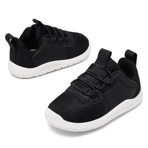 MORENDL Toddler Slip On Krossovkalari Chaqaloq Yurish Poyafzallari Sirpanmaydigan Nafas Oladigan Unisex Pushti To'rli Atletik Krossovkalar Go'dak Yugurish Poyafzallari - 3