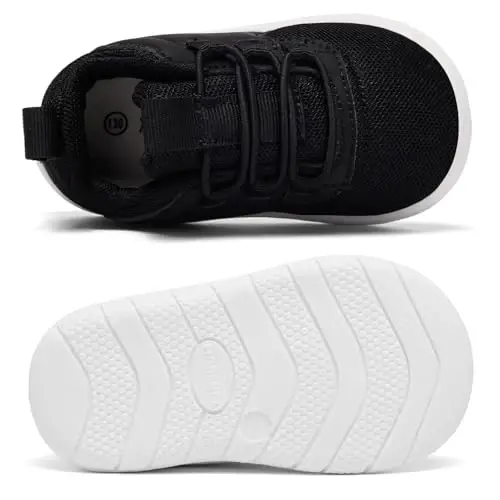 MORENDL Toddler Slip On Krossovkalari Chaqaloq Yurish Poyafzallari Sirpanmaydigan Nafas Oladigan Unisex Pushti To'rli Atletik Krossovkalar Go'dak Yugurish Poyafzallari - 4