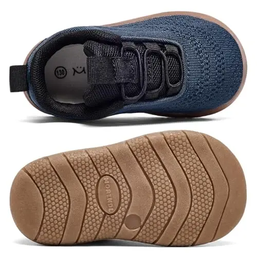 MORENDL Toddler Slip On Sneakers Baby Walking Shoes Non-Slip Breathable Unisex Pink Mesh Lace-Up Athletic Sneakers Infant Running Shoes - 4