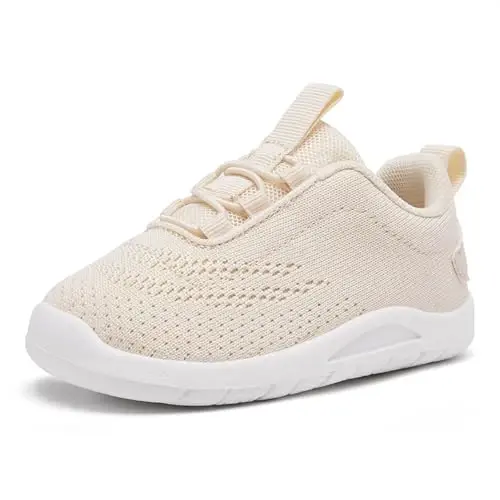 MORENDL Toddler Slip On Sneakers Baby Walking Shoes Non-Slip Breathable Unisex Pink Mesh Lace-Up Athletic Sneakers Infant Running Shoes - 6