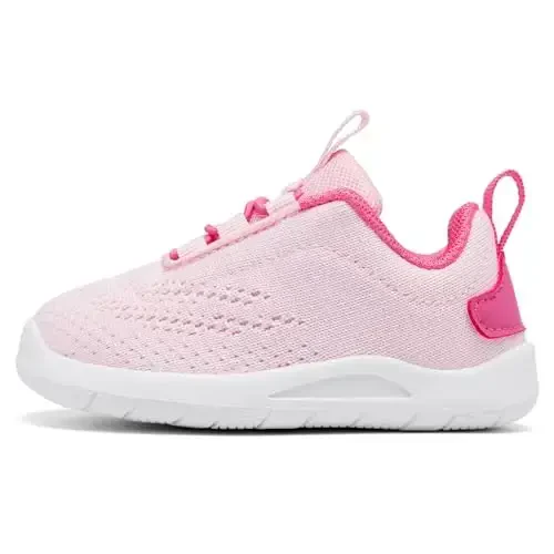 MORENDL Toddler Slip On Sneakers Baby Walking Shoes Non-Slip Breathable Unisex Pink Mesh Lace-Up Athletic Sneakers Infant Running Shoes - MORENDL