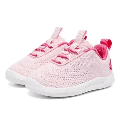 MORENDL Toddler Slip On Sneakers Baby Walking Shoes Non-Slip Breathable Unisex Pink Mesh Lace-Up Athletic Sneakers Infant Running Shoes - MORENDL (1)