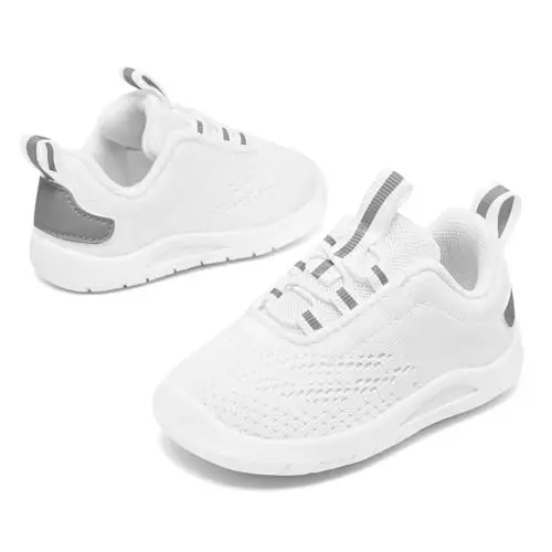 MORENDL Toddler Slip On Sneakers Baby Walking Shoes Non-Slip Breathable Unisex Pink Mesh Lace-Up Athletic Sneakers Infant Running Shoes - 3