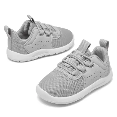 MORENDL Toddler Slip On Sneakers Baby Walking Shoes Non-Slip Breathable Unisex Pink Mesh Lace-Up Athletic Sneakers Infant Running Shoes - 3