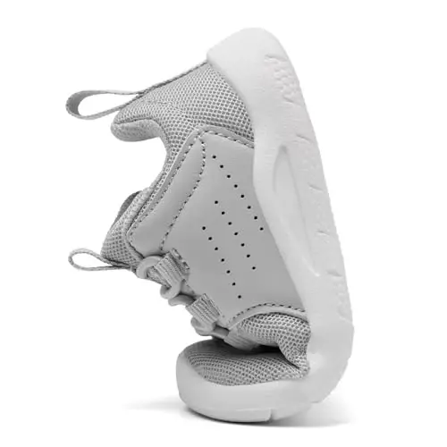 MORENDL Toddler Slip On Sneakers Baby Walking Shoes Non-Slip Breathable Unisex Pink Mesh Lace-Up Athletic Sneakers Infant Running Shoes - 5