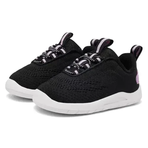 MORENDL Toddler Slip On Sneakers Baby Walking Shoes Non-Slip Breathable Unisex Pink Mesh Lace-Up Athletic Sneakers Infant Running Shoes - 1