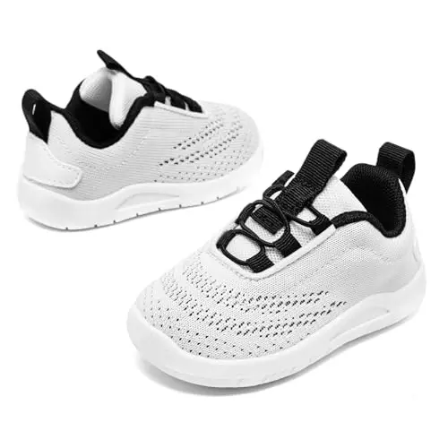 MORENDL Toddler Slip On Sneakers Baby Walking Shoes Non-Slip Breathable Unisex Pink Mesh Lace-Up Athletic Sneakers Infant Running Shoes - 3