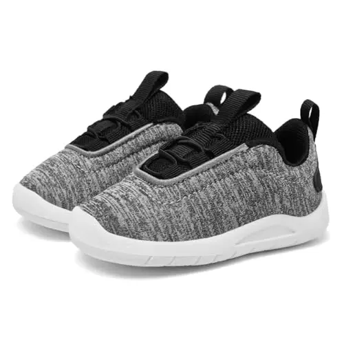 MORENDL Toddler Slip On Sneakers Baby Walking Shoes Non-Slip Breathable Unisex Pink Mesh Lace-Up Athletic Sneakers Infant Running Shoes - 3