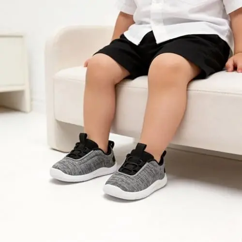 MORENDL Toddler Slip On Sneakers Baby Walking Shoes Non-Slip Breathable Unisex Pink Mesh Lace-Up Athletic Sneakers Infant Running Shoes - 4