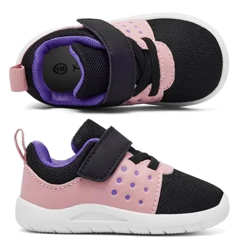 MORENDL Toddler Baby Shoes 0-4 Years Boy Girl Lightweight Breathable Non-Slip Sports Sneakers Running Walking Tennis Barefoot Shoes - 4