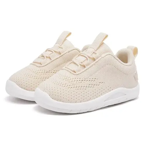 MORENDL Yuradigan Bolalar Slip On Krossovkalar, Chaqaloq Yurish Poyafzallari, Sirpanmaydigan, Nafas Oluvchi, Unisex Pushti To'rli Atletik Krossovkalar, Go'dak Yugurish Poyafzallari 