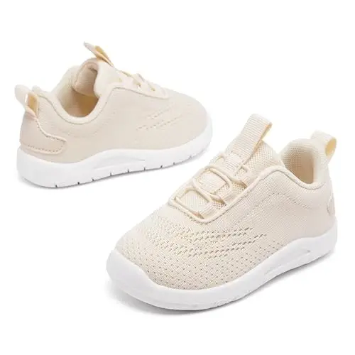 MORENDL Yuradigan Bolalar Slip On Krossovkalar, Chaqaloq Yurish Poyafzallari, Sirpanmaydigan, Nafas Oluvchi, Unisex Pushti To'rli Atletik Krossovkalar, Go'dak Yugurish Poyafzallari - 3