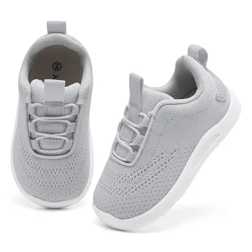 MORENDL yuradigan bolalar uchun slip-on krossovkalar, sirpanmaydigan, nafas oladigan, unisex pushti to'rli atletik krossovkalar, chaqaloqlar uchun yugurish poyafzallari - MORENDL (1)