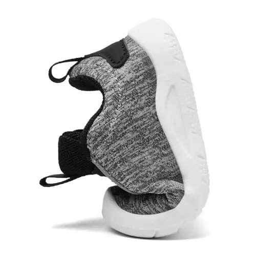 MORENDL Yuradigan chaqaloqlar uchun slip-on krossovkalar, sirpanmaydigan, nafas oladigan, unisex pushti to'rli atletik krossovkalar, chaqaloqlar uchun yugurish poyafzallari - 5