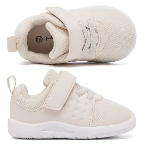 MORENDL Toddler Baby Shoes 0-4 Years Boy Girl Lightweight Breathable Non-Slip Sports Sneakers Running Walking Tennis Barefoot Shoes - 4