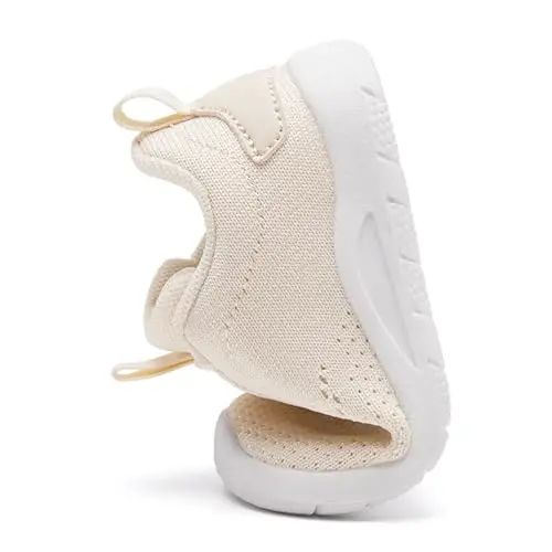 MORENDL Toddler Slip On Sneakers Baby Walking Shoes Non-Slip Breathable Unisex Pink Mesh Lace-Up Athletic Sneakers Infant Running Shoes - 5