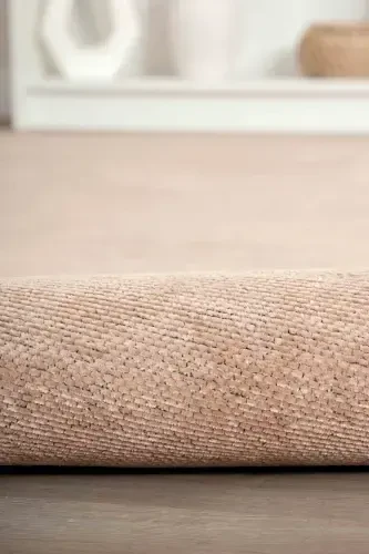 Moreno Viscose Woven Rug Non-Slip Base Washable Light Brown Kitchen Rug 1136-Light Brown - LORENTE HOME (1)