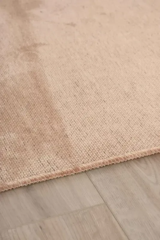 Moreno Viscose Woven Rug Non-Slip Base Washable Light Brown Kitchen Rug 1136-Light Brown - 3