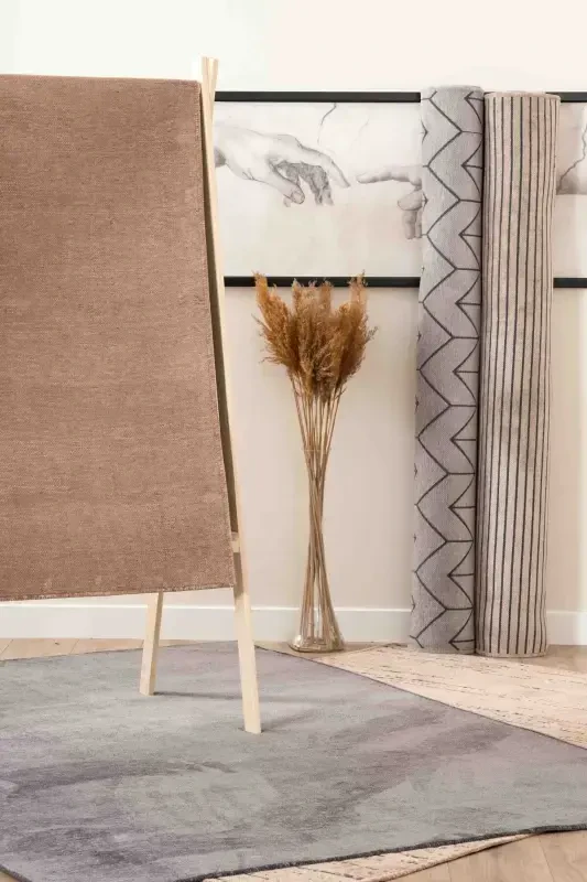 Moreno Viscose Woven Rug Non-Slip Base Washable Light Brown Kitchen Rug 1136-Light Brown - 6