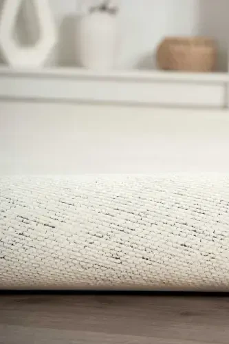 Moreno Viscose Woven Rug Non-Slip Base Washable Light Cream Kitchen Rug 1135-Light Cream - LORENTE HOME (1)