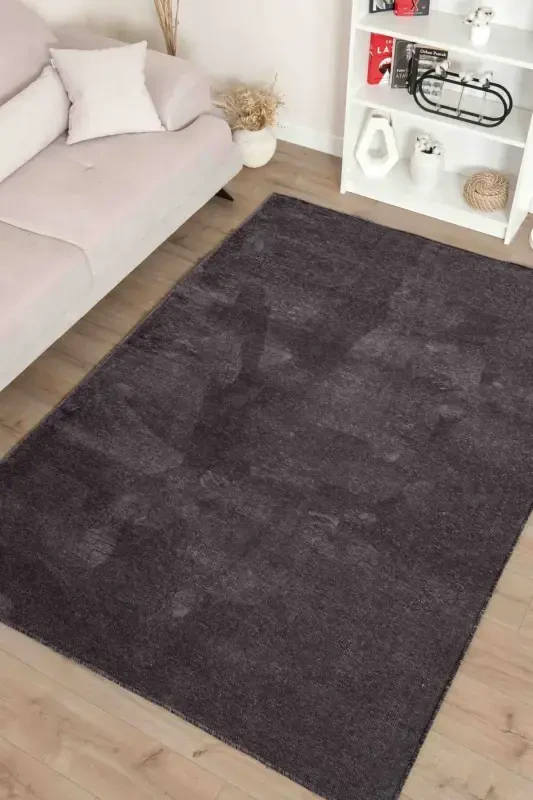 Moreno Viskon Dokuma Halı Kaymaz Taban Yıkanabilir Antrasit Mutfak Halısı 1131-Antrasit - 1