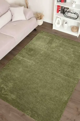 Moreno Viskon Dokuma Halı Kaymaz Taban Yıkanabilir Yeşil Mutfak Halısı 1140 