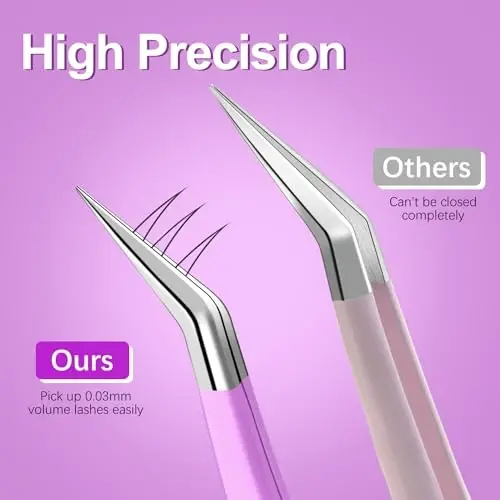 MORGLES Straight & Curved Lash Tweezers for Eyelash Extensions, 5 Pcs Precision Eyelash Tweezers for False Lashes, Lash Applicator Tool for Women Beginners - MORGLES (1)