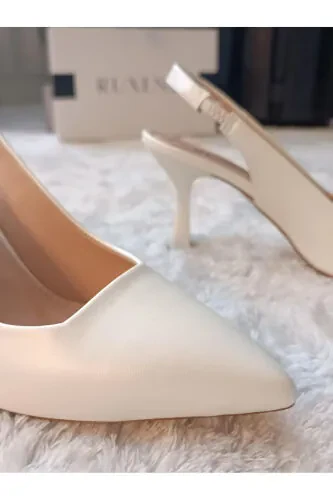 MORLY SİVRİ KAPALI BURUN KADEH TOPUKLU STİLETTO 8,5CM GELİN AYAKKABISI - 5