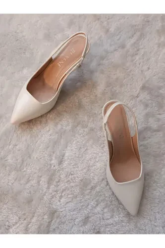MORLY SİVRİ KAPALI BURUN KADEH TOPUKLU STİLETTO 8,5CM GELİN AYAKKABISI - 6