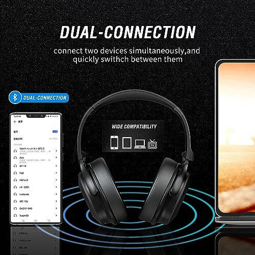 MORMOQUE BH005 Over Ear Headphones, Wireless Bluetooth Head Phones, HiFi Stereo Deep Bass, Foldable and Retractable Built-in Mic Hands Free Calls, for iPhone, iPad, Laptop, Mobile Phones, Desktop Computer - 3