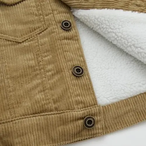 Morubut Toddler Boy Winter Thick Corduroy Coat Baby Boys Sherpa Lined Jacket Outwear - 5
