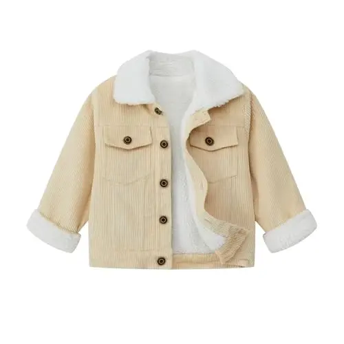 Morubut Toddler Boy Winter Thick Corduroy Coat Baby Boys Sherpa Lined Jacket Outwear - 1