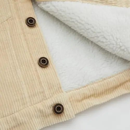 Morubut Toddler Boy Winter Thick Corduroy Coat Baby Boys Sherpa Lined Jacket Outwear - 4