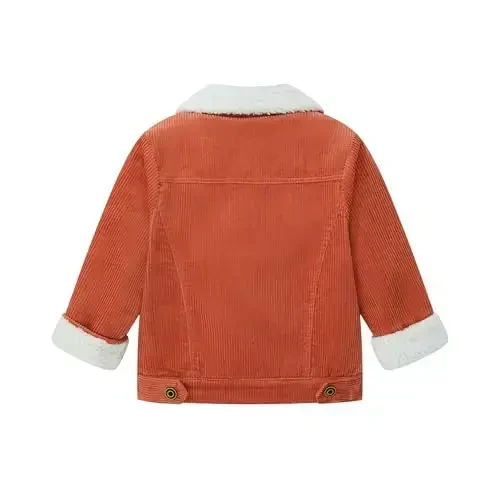 Morubut Toddler Boy Winter Thick Corduroy Coat Baby Boys Sherpa Lined Jacket Outwear - 2