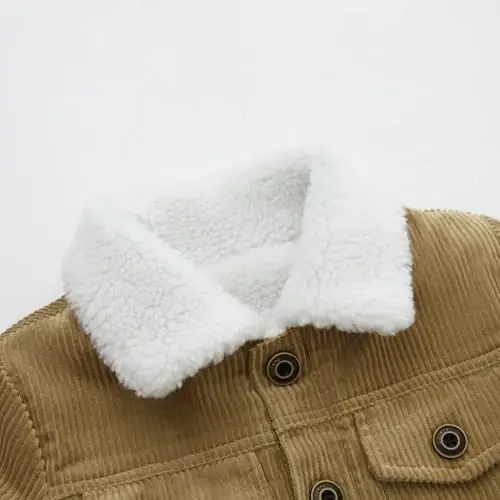 Morubut Toddler Boy Winter Thick Corduroy Coat Baby Boys Sherpa Lined Jacket Outwear - 2