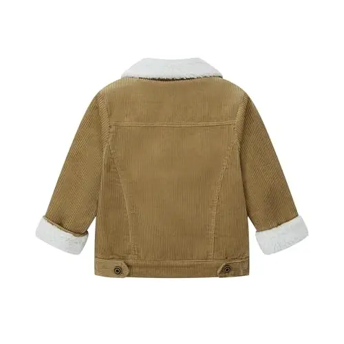Morubut Toddler Boy Winter Thick Corduroy Coat Baby Boys Sherpa Lined Jacket Outwear - 3
