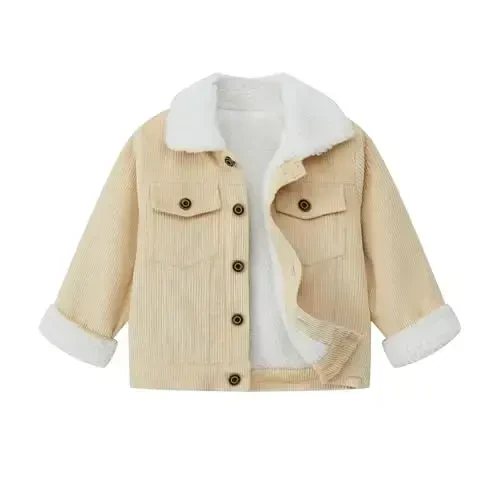 Morubut Toddler Boy Winter Thick Corduroy Coat Baby Boys Sherpa Lined Jacket Outwear 