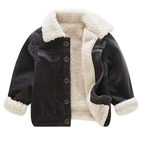 Morubut Toddler Boy Winter Thick Corduroy Coat Baby Boys Sherpa Lined Jacket Outwear - 1