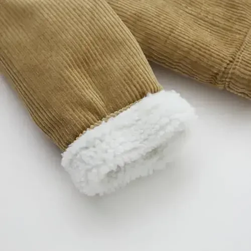 Morubut Toddler Boy Winter Thick Corduroy Coat Baby Boys Sherpa Lined Jacket Outwear - 4