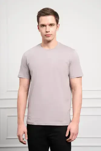 Morven Erkek AÇIK GRİ Basic Bisiklet Yaka Dynamic Fit Pamuk T-Shirt - 1