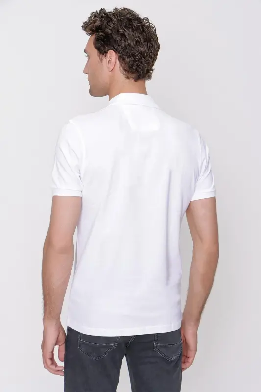 Morven Erkek Beyaz Basic Polo Yaka Dynamic Fit T-Shirt - 6