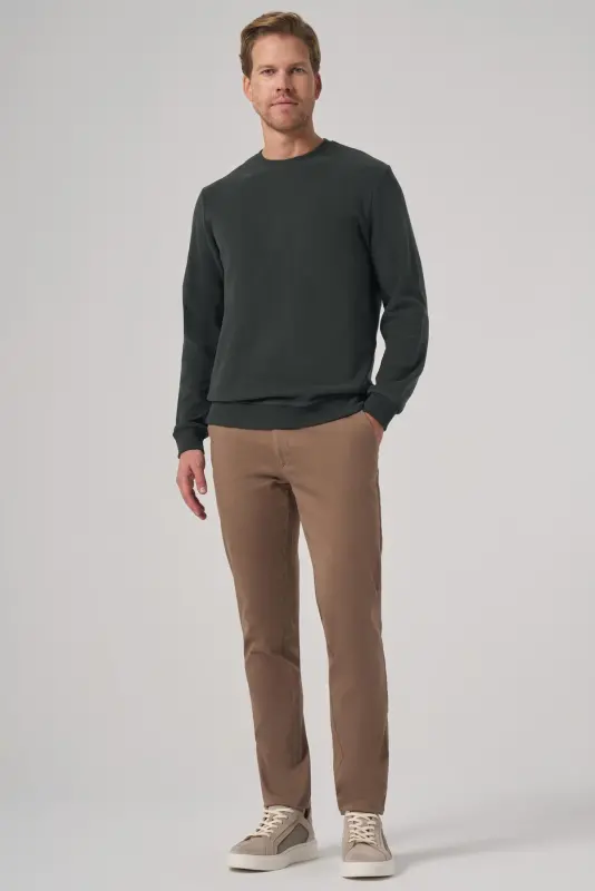 Morven Erkek Haki Trend Bisiklet Yaka Sweatshirt - 4
