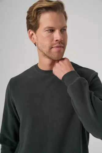 Morven Erkek Haki Trend Bisiklet Yaka Sweatshirt - 3