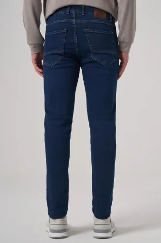 Morven Erkek Koyu Mavi Denim 5 Cep Slim Fit Jean Kot Pantolon - 5