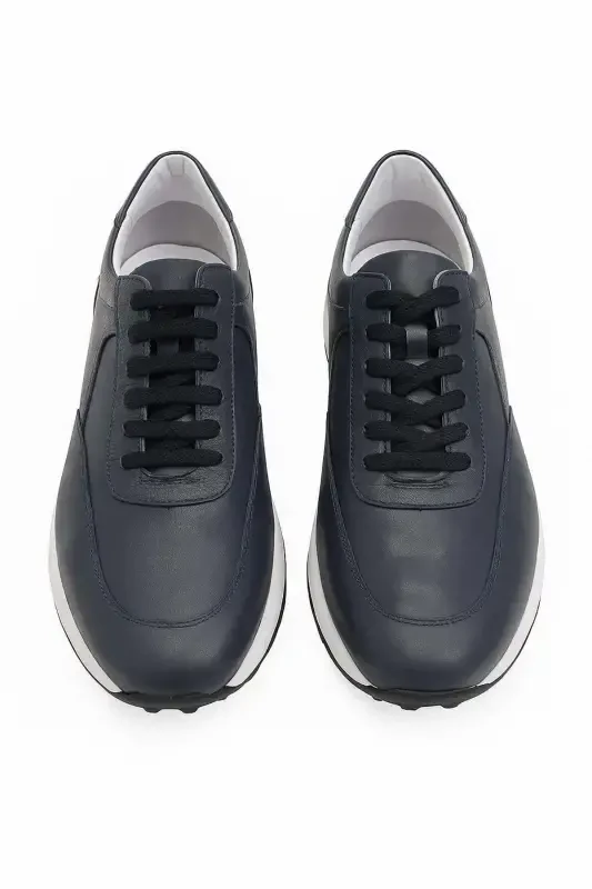 Morven Erkek Lacivert Deri Sneaker Ayakkabı - 2